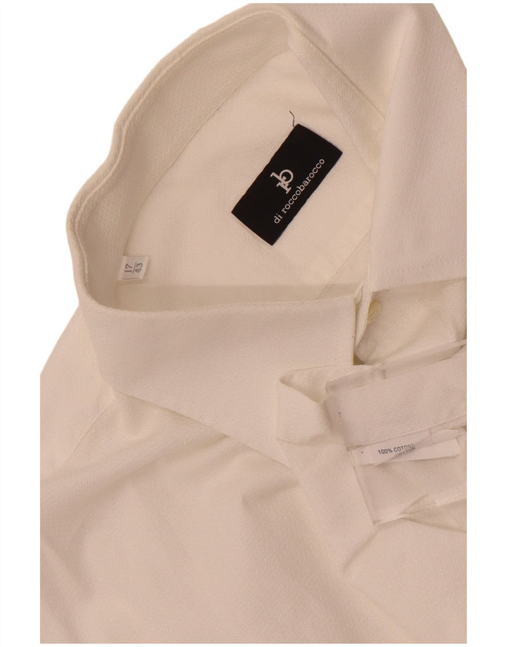 Camisa masculina Roccobarocco tamanho 17 43 XL algodão branco