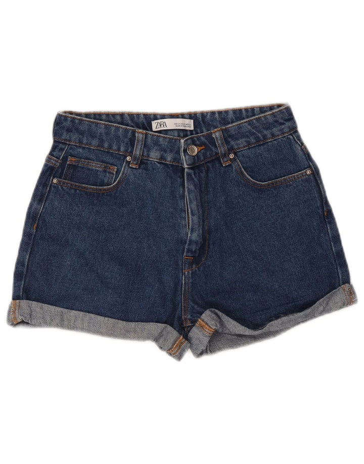 Shorts jeans feminino Zara EU 34 2XS W24 azul algodão