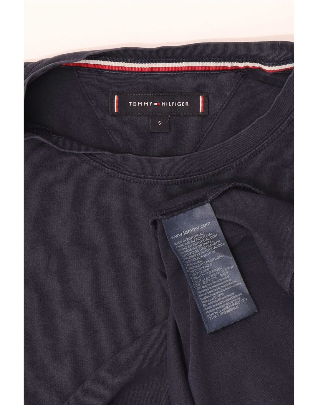 Camiseta masculina Tommy Hilfiger top pequeno algodão azul marinho