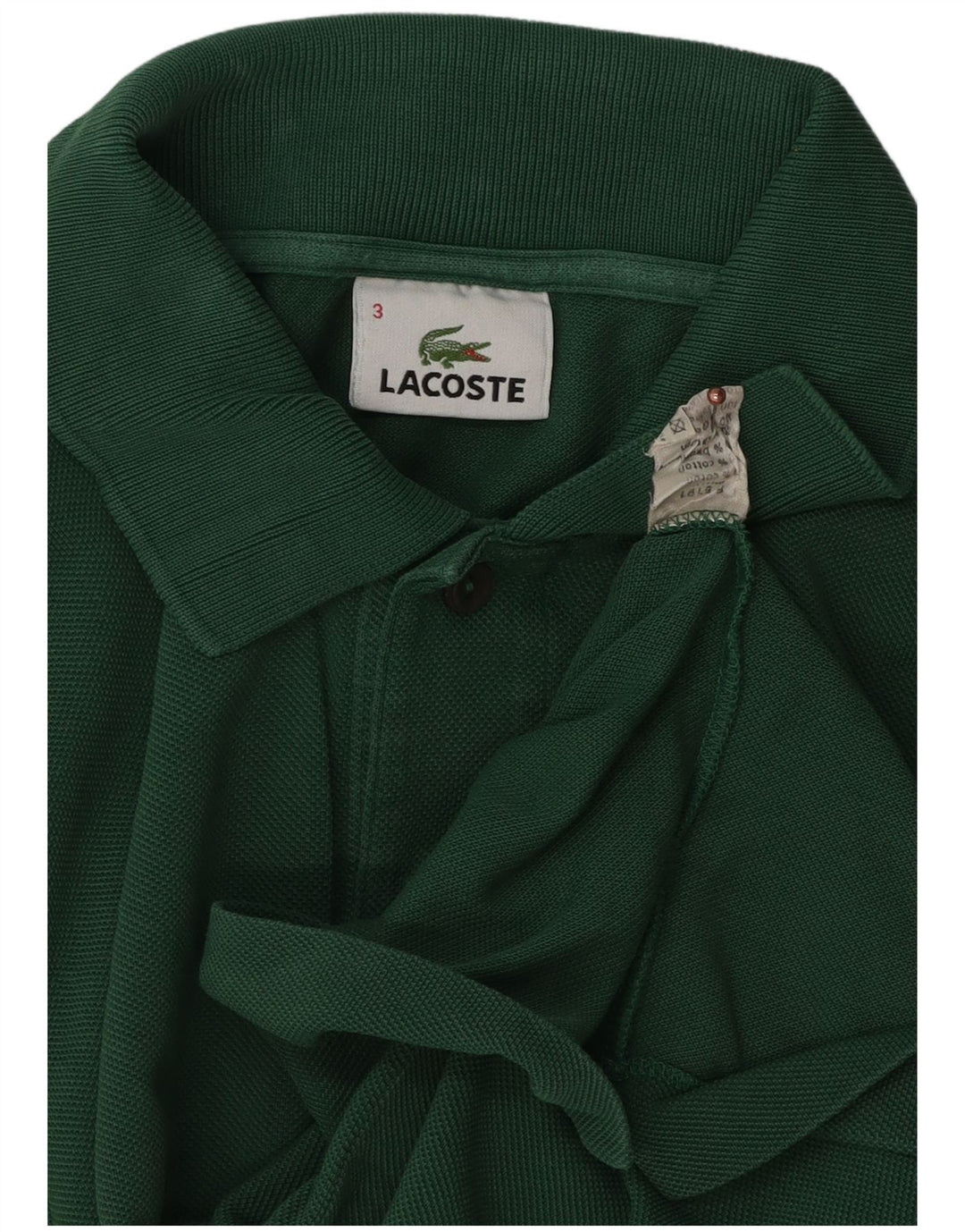 Camisa polo masculina Lacoste tamanho 3 pequeno algodão verde