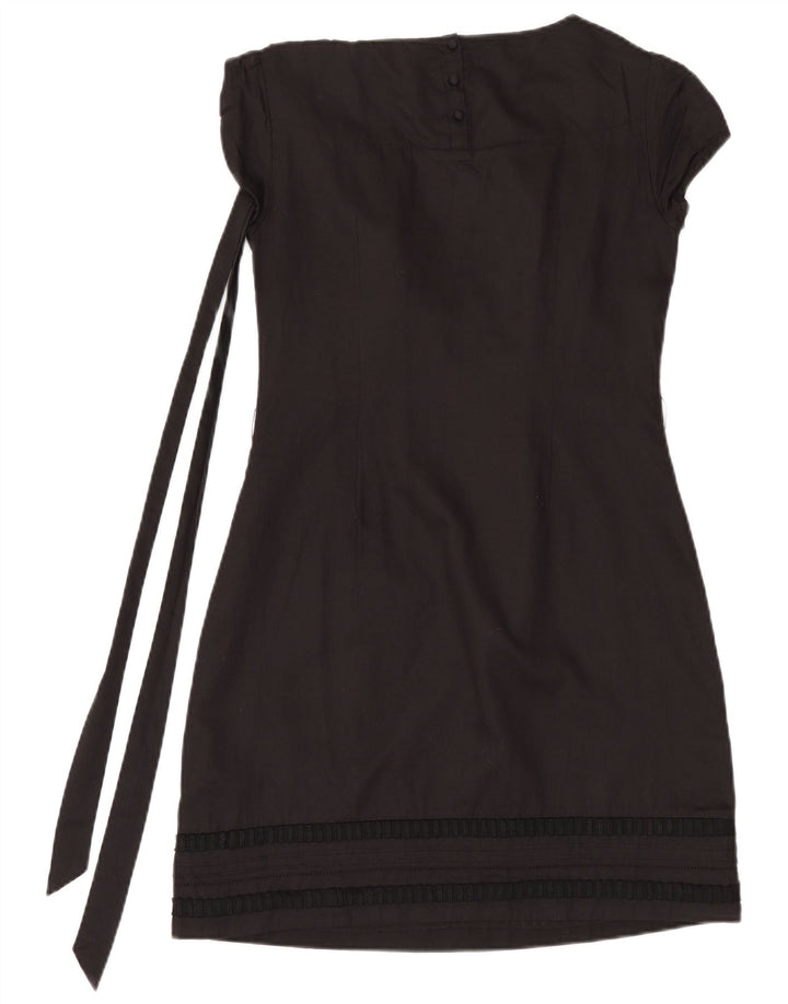 Vestido feminino Monsoon com bainha UK 12 algodão preto médio
