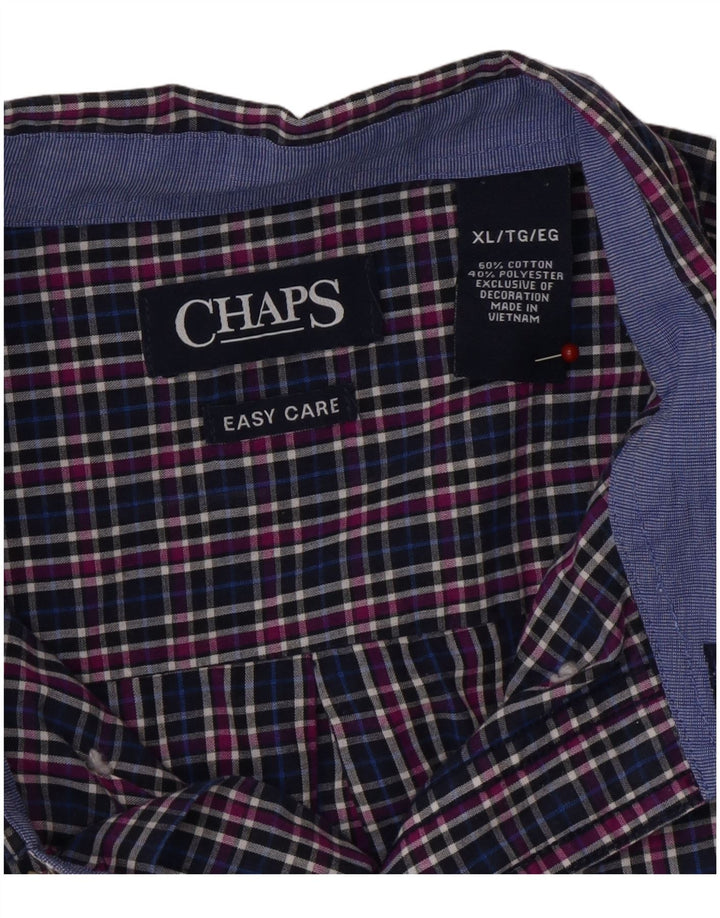 Camisa masculina grande e alta CHAPS XL azul marinho xadrez algodão