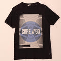 Camiseta gráfica masculina Jack & Jones, top pequeno de algodão preto