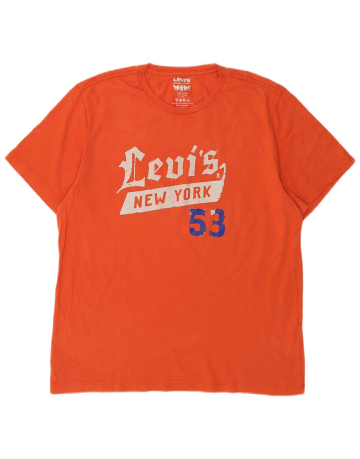Camiseta gráfica masculina Levi's Top grande de algodão laranja