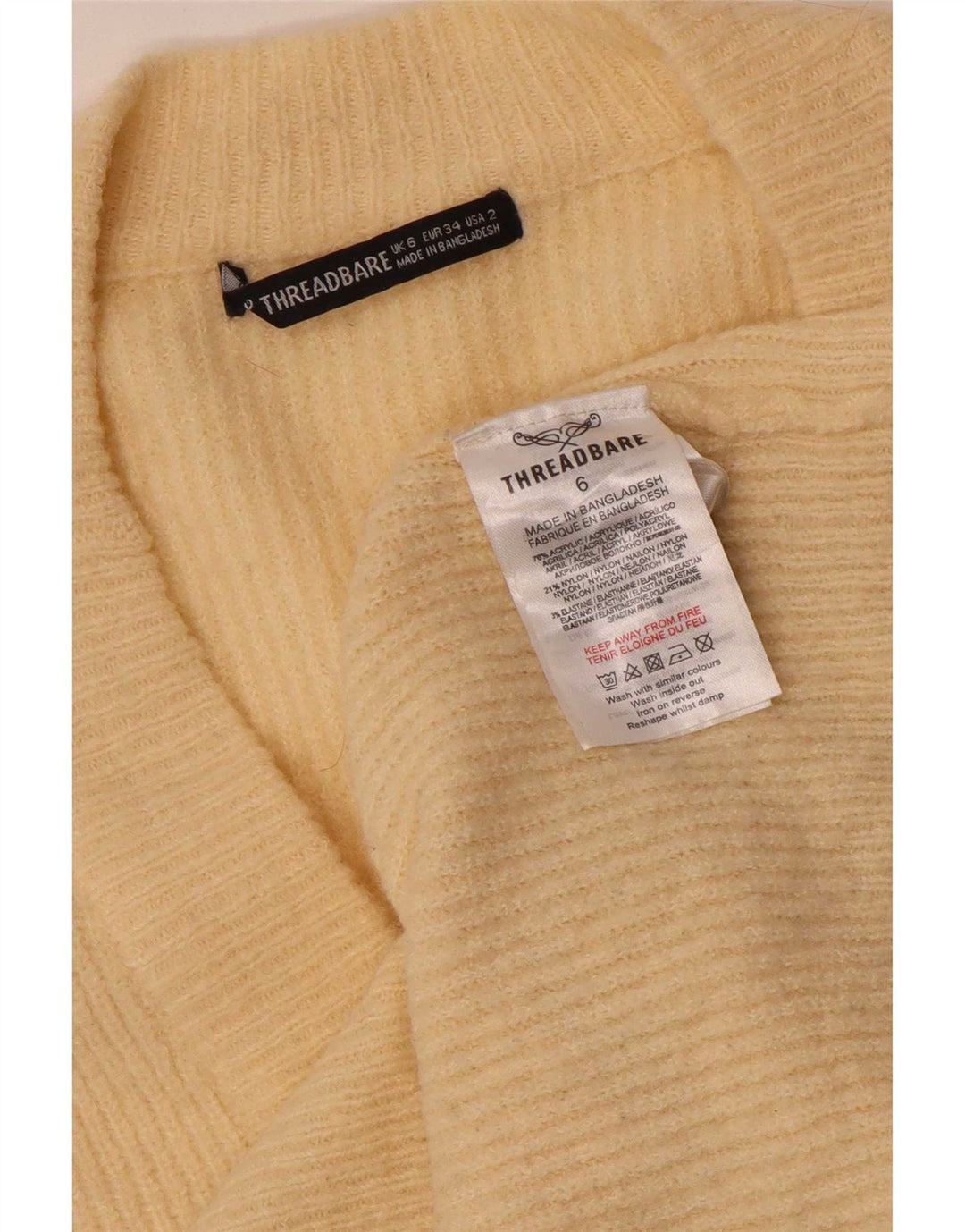 Suéter de cardigã oversized feminino Threadbare Reino Unido 6 XS bege acrílico