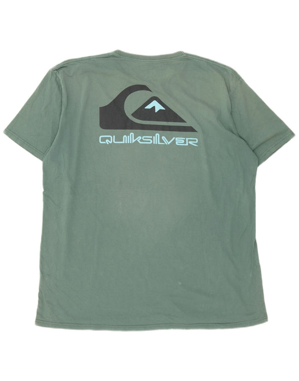 Camiseta masculina Quiksilver Regular Fit com estampa gráfica grande de algodão verde