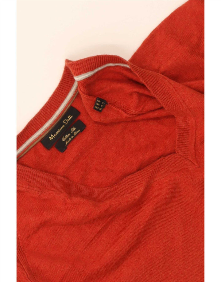Suéter masculino Massimo Dutti com decote em V médio algodão vermelho