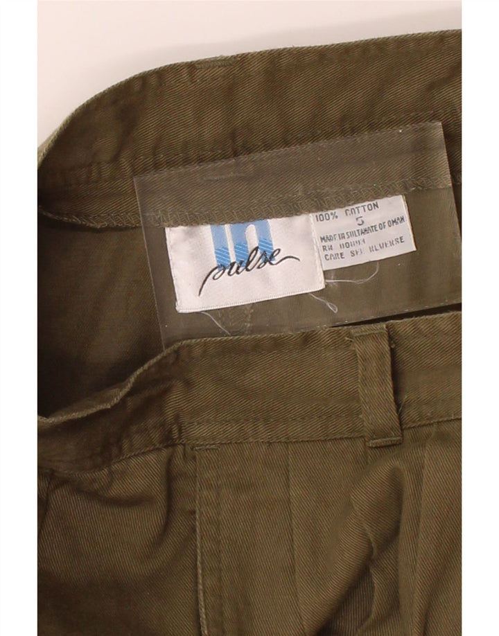 PULSE Womens Pleated Chino Trousers Small W26 L29 Khaki Cotton Vintage Pulse and Second-Hand Pulse from Messina Hembry 