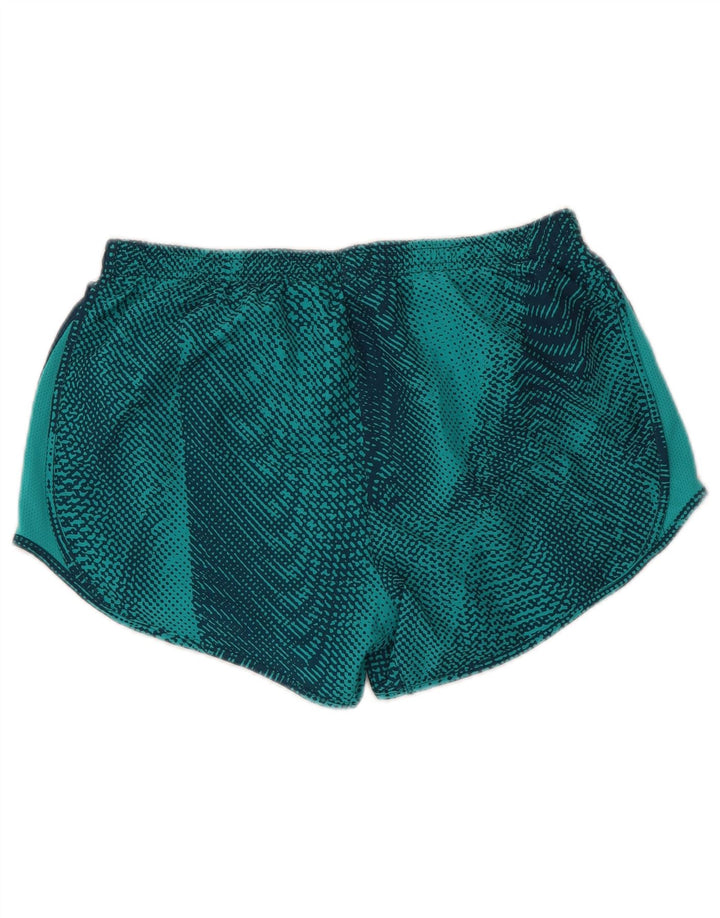 NIKE Womens Dri Fit Sport Shorts UK 10 Pequeno Azul Geométrico Poliéster