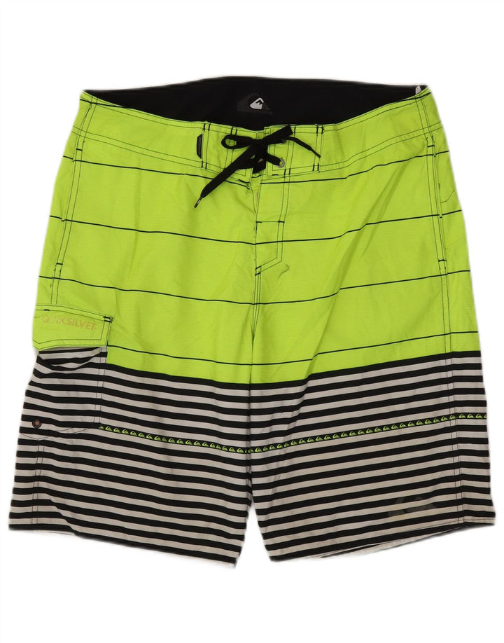 Shorts de natação masculino QUIKSILVER poliéster listrado verde grande