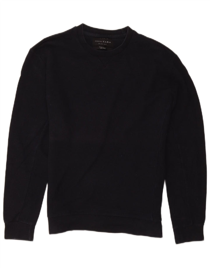 Zara moletom masculino jumper grande algodão azul marinho