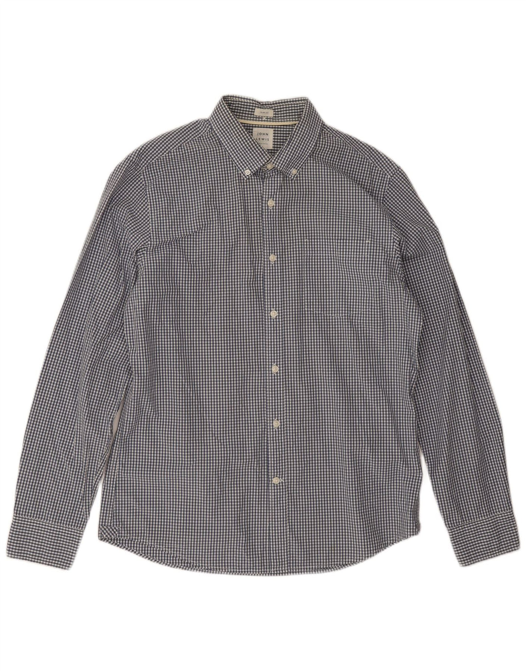 Camisa masculina John Lewis Slim Fit grande algodão guingão azul marinho