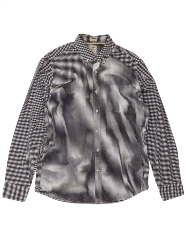 Camisa masculina John Lewis Slim Fit grande algodão guingão azul marinho