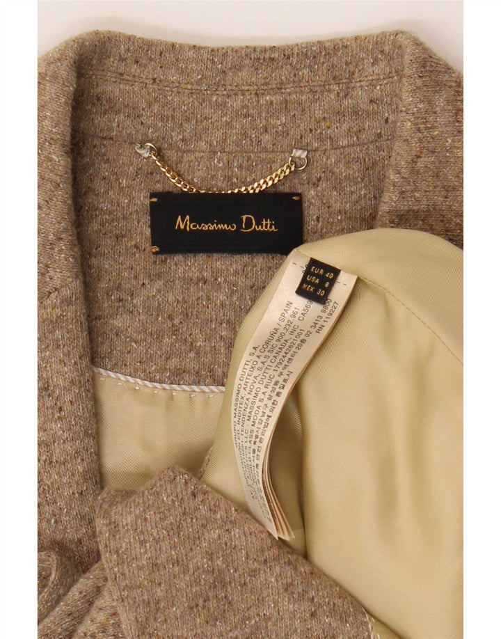 Jaqueta blazer feminina de malha com 2 botões Massimo Dutti UE 40 médio bege manchado