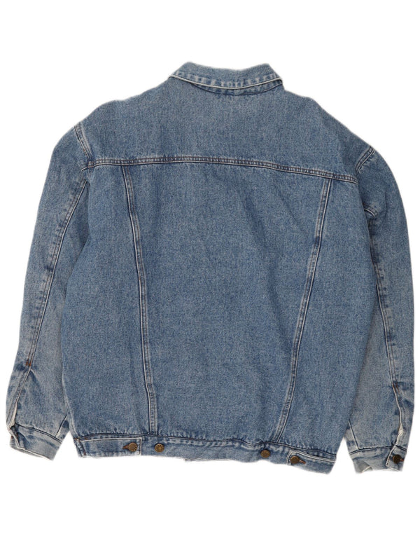 Jaqueta jeans masculina vintage Sherpa UK 40 grande azul