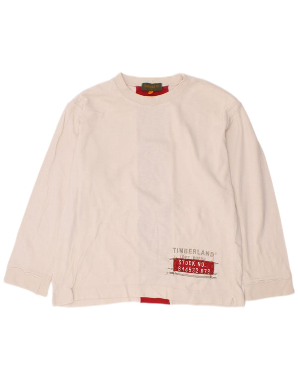 Timberland Boys Graphic Top manga comprida 7-8 anos bege colorblock algodão