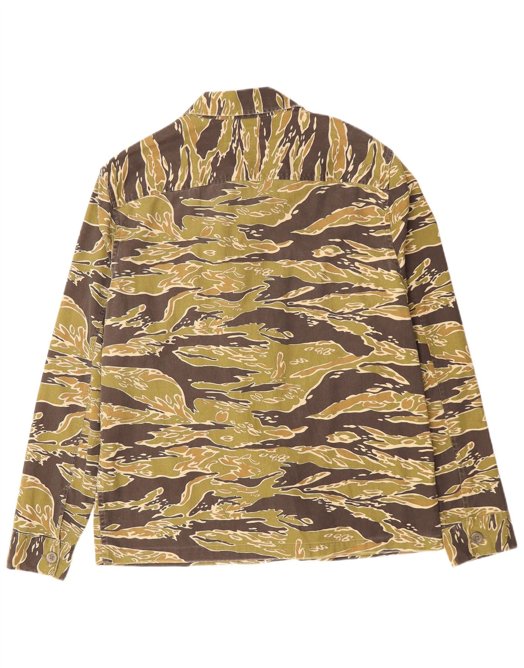 Camisa masculina de ajuste relaxado ALL SAINTS algodão camuflado cáqui médio