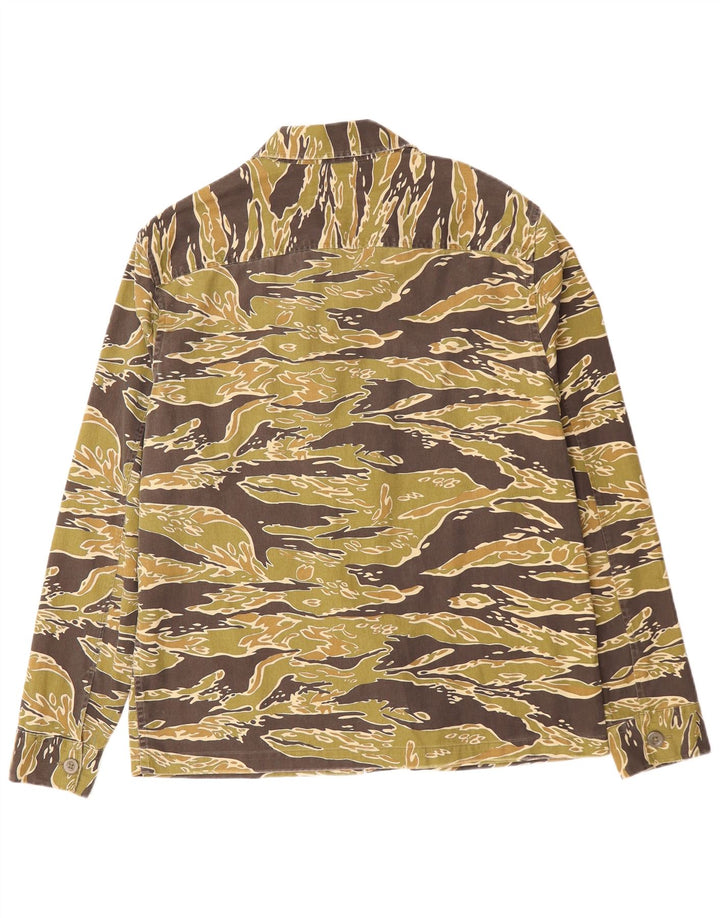 Camisa masculina de ajuste relaxado ALL SAINTS algodão camuflado cáqui médio