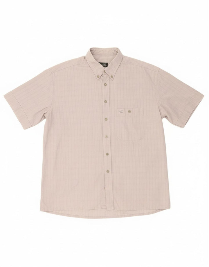 CAMEL ACTIVE Camisa masculina de manga curta grande algodão xadrez cinza