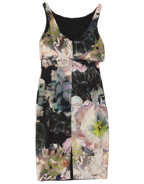 Vestido feminino Coast sem mangas com bainha UK 8 pequeno algodão floral multicolorido