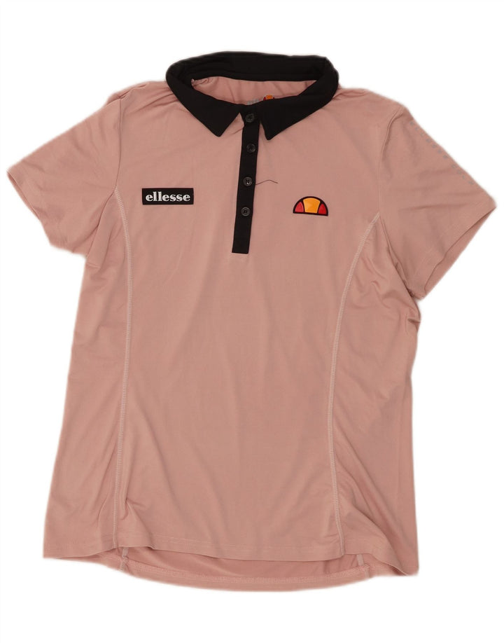 Camisa polo feminina Ellesse UK 12 poliéster colorblock rosa médio