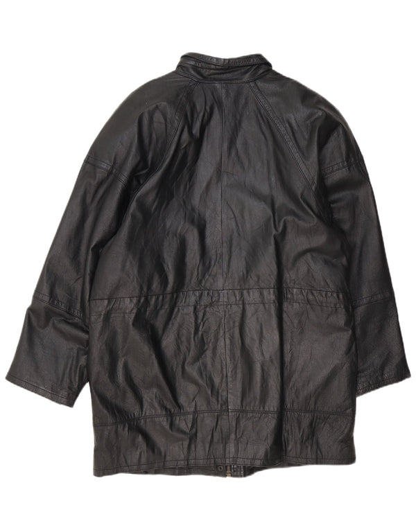 Jaqueta de couro feminina vintage EU 40 médio preto