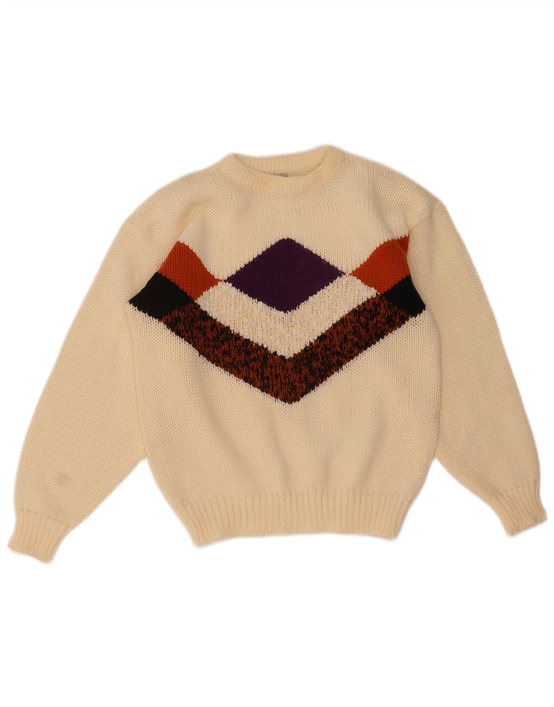 Suéter feminino C&A com gola redonda EU 40 Médio Off White Argyle/Diamante
