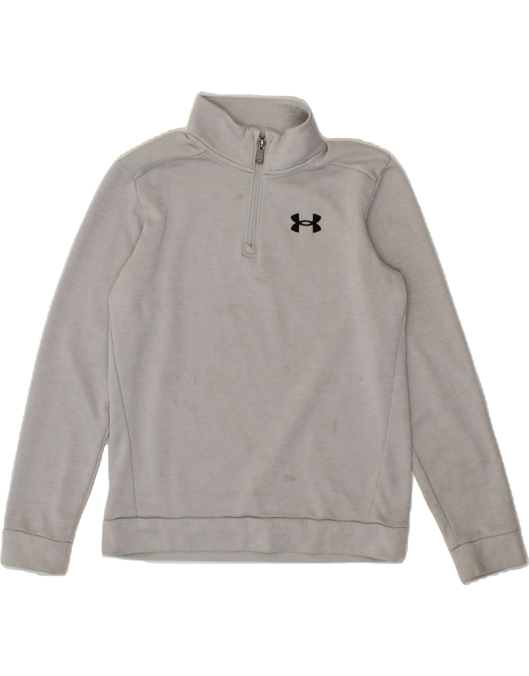 UNDER ARMOUR Boys Zip Neck Sweatshirt Jumper 11-12 Years Large Grey Vintage Under Armour and Second-Hand Under Armour from Messina Hembry 
