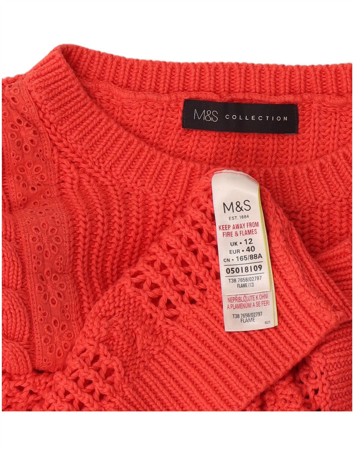 Suéter feminino Marks & Spencer com gola redonda Reino Unido 12 médio laranja