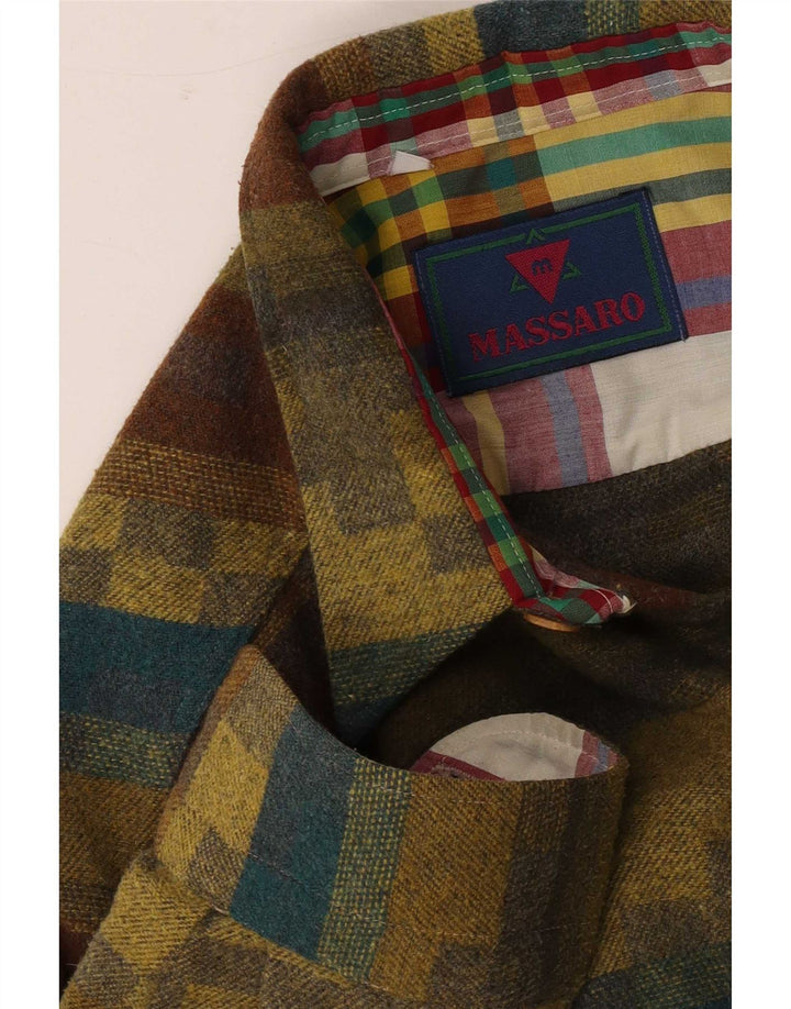 Camisa masculina de flanela Massaro grande listrada cáqui