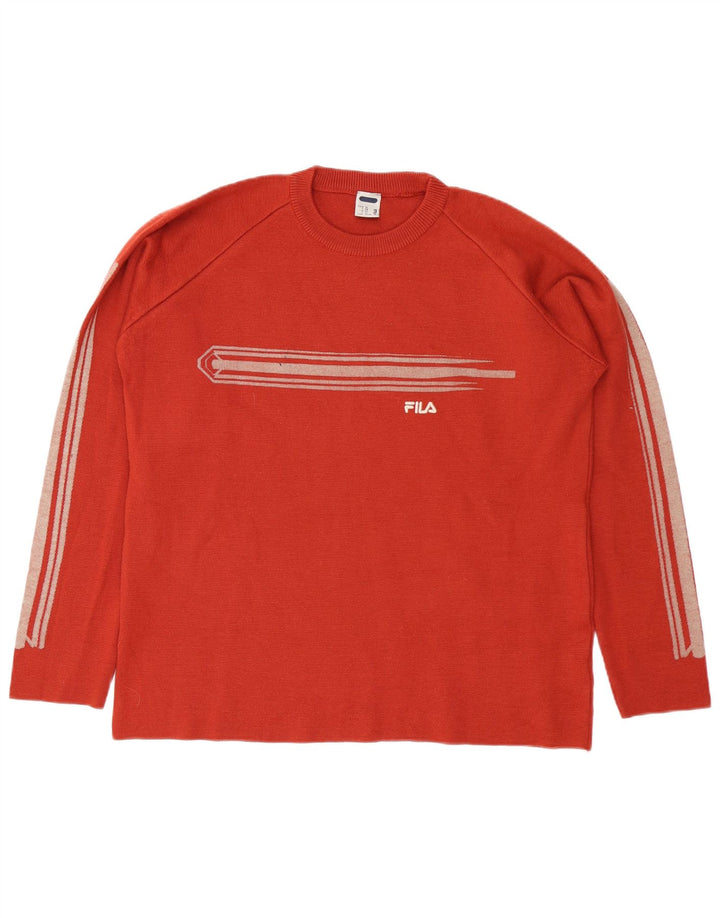 Suéter masculino Fila com gola redonda XL vermelho colorblock lã