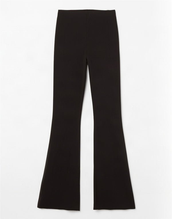 Calça feminina casual flare Topshop Reino Unido 10 pequena W28 L32 viscose preta