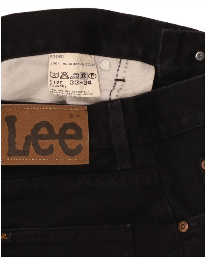 Lee Mens Straight Jeans W33 L30 Algodão Preto