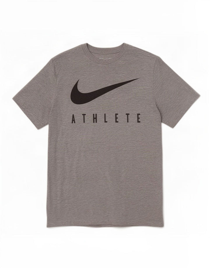 Camiseta Nike masculina Dri Fit Graphic Top cinza médio poliéster manchado