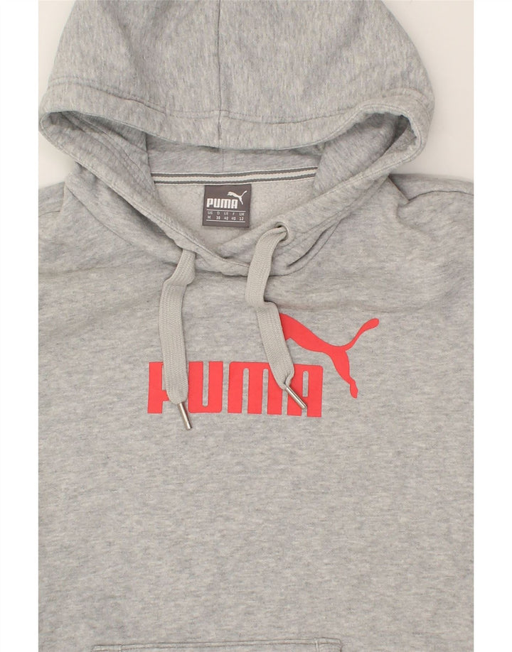 PUMA Womens Graphic Hoodie Jumper UK 12 Medium  Grey Cotton | Vintage Puma | Thrift | Second-Hand Puma | Used Clothing | Messina Hembry 