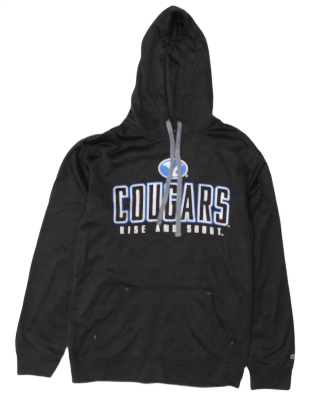 Champion masculino Cougars gráfico moletom com capuz pequeno poliéster preto