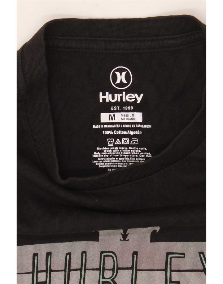 Camiseta gráfica masculina Hurley Top médio algodão preto