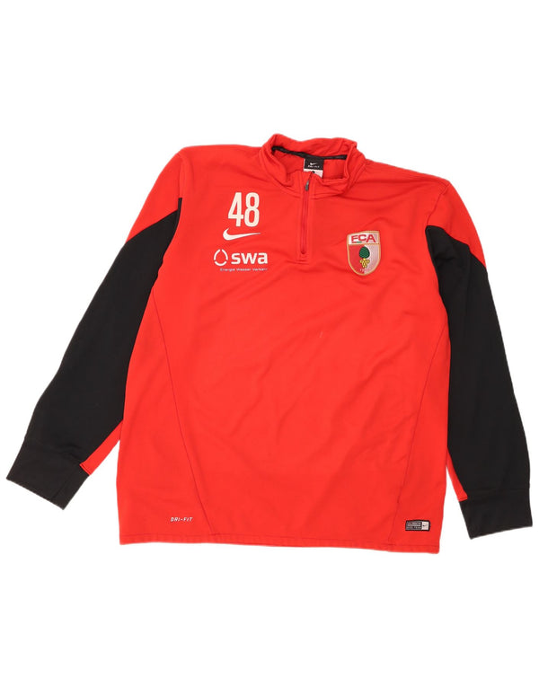 Nike masculino FCA Augsburg gráfico pulôver agasalho top grande bloco colorido vermelho