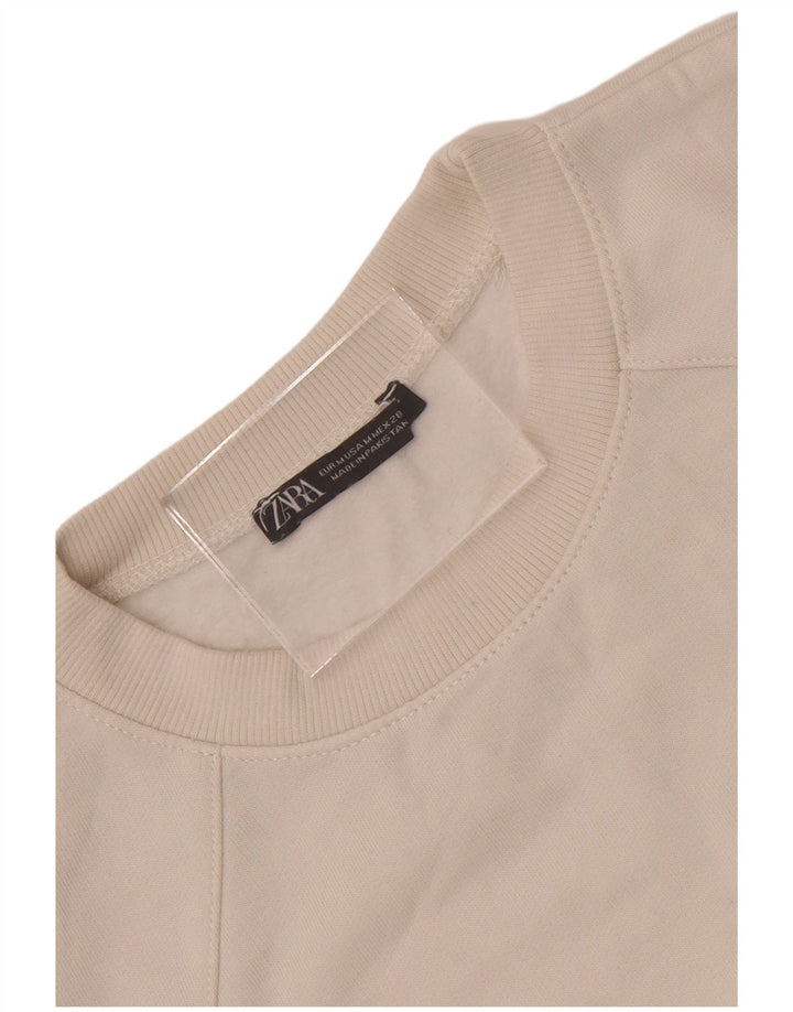 Zara moletom feminino oversized manga 3/4 jumper Reino Unido 14 médio branco