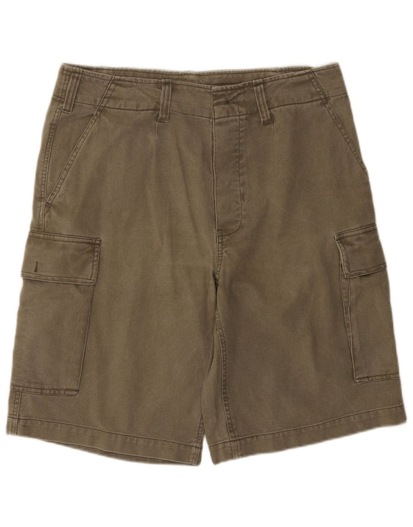 Shorts cargo masculino vintage grande W34 algodão cáqui