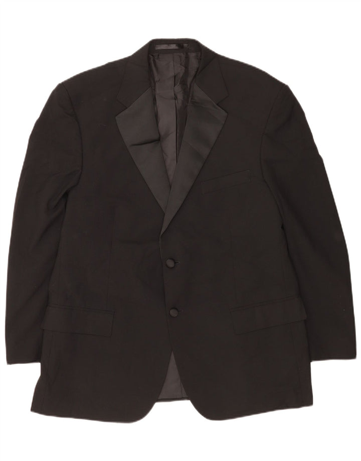Jaqueta blazer masculina Marks & Spencer curta de 2 botões Reino Unido 42 XL preto poliéster