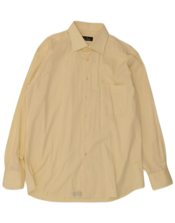 Carlo Pignatelli Camisa masculina tamanho 43 17 XL algodão amarelo