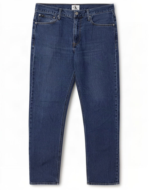 Calvin Klein Mens Straight Jeans W34 L32 Azul Algodão