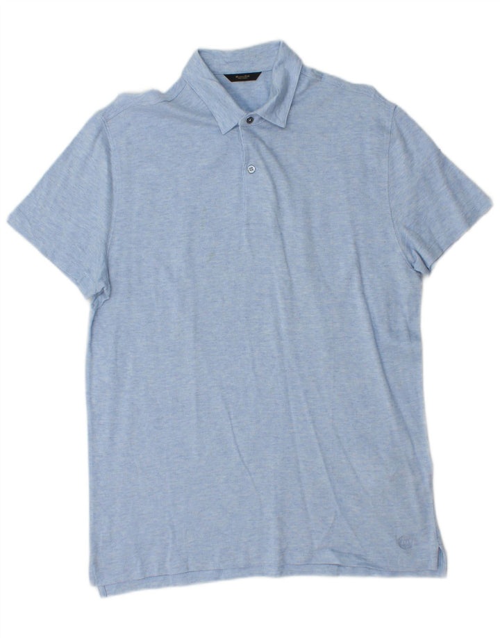 Camisa polo masculina MASSIMO DUTTI algodão azul médio