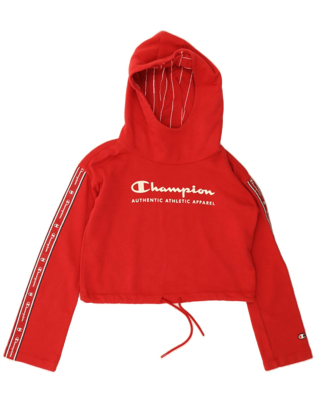 CHAMPION Womens Oversized Graphic Hoodie Jumper UK 6 XS Red Cotton Vintage Champion and Second-Hand Champion from Messina Hembry 