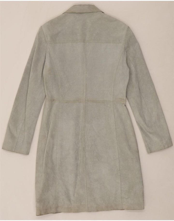 VINTAGE Womens Suede Overcoat IT 46 Large Green Leather Vintage Vintage and Second-Hand Vintage from Messina Hembry 