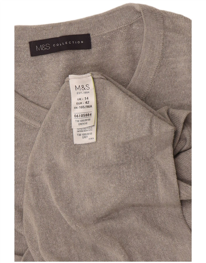 Suéter feminino Marks & Spencer com gola redonda Reino Unido 14 cinza médio acrílico