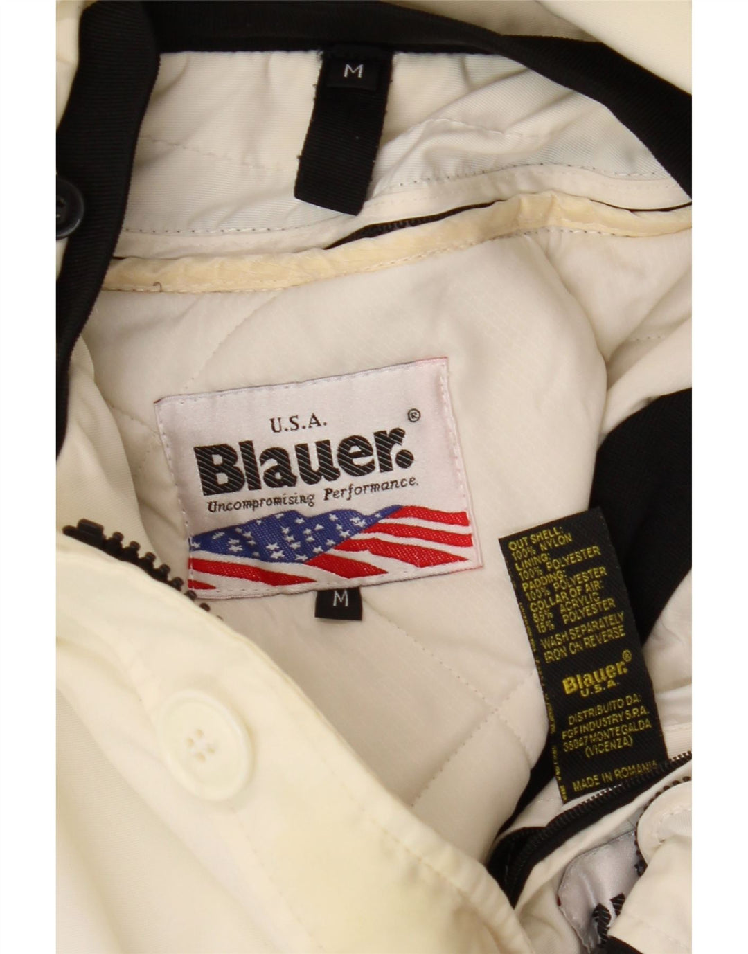 BLAUER Womens Military Padded Jacket UK 14 Medium Off White Nylon Vintage Blauer and Second-Hand Blauer from Messina Hembry 