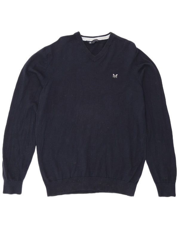 Crew Clothing Suéter masculino com decote em V grande algodão azul marinho