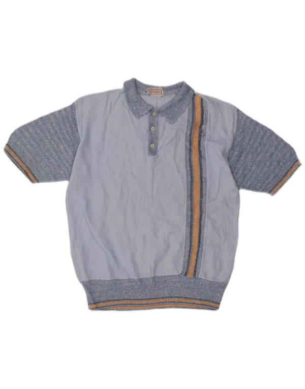 Camisa Polo Masculina Rodrigo IT 50 Linho Listrado Azul Médio